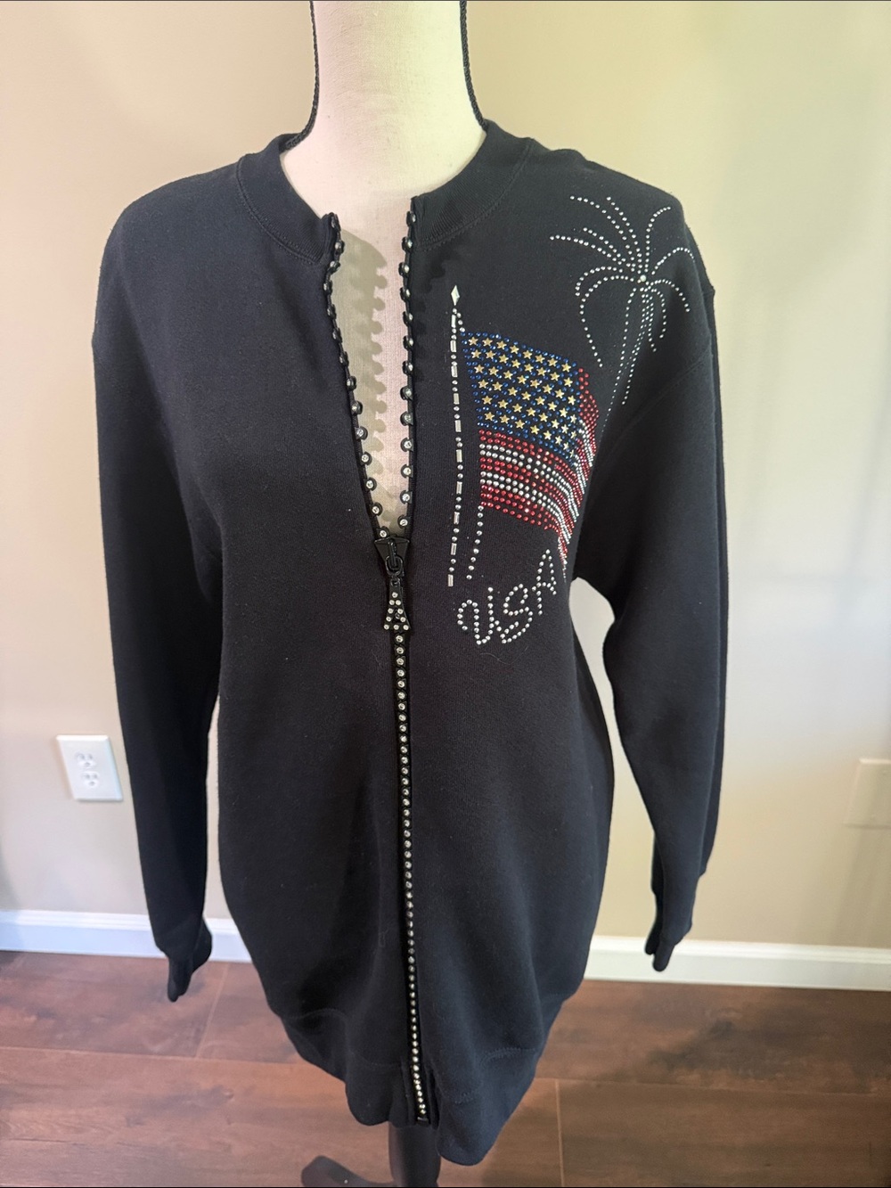 Vintage Cactus California Full Zip Studded FLAG USA Sweatshirt size Medium